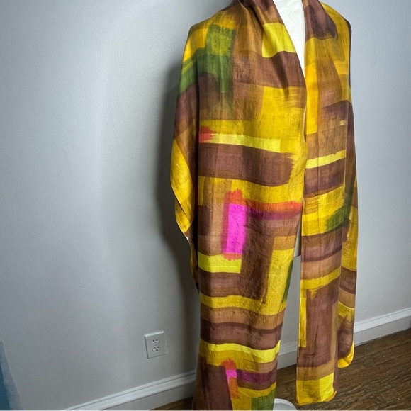 Oversized Colorblock Wrap/ Shawl Boho Art to Wear‎ OS - Picture 6 of 12